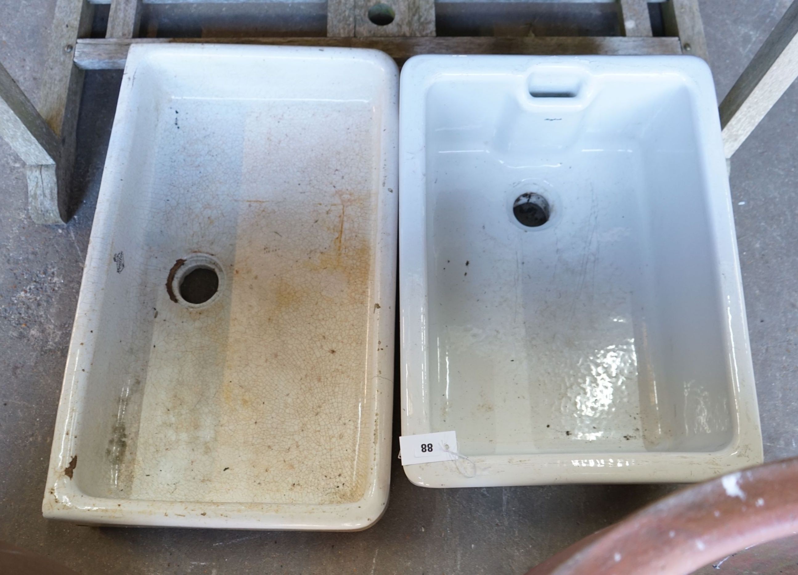 Two Victorian rectangular butler's sinks, larger 75cm